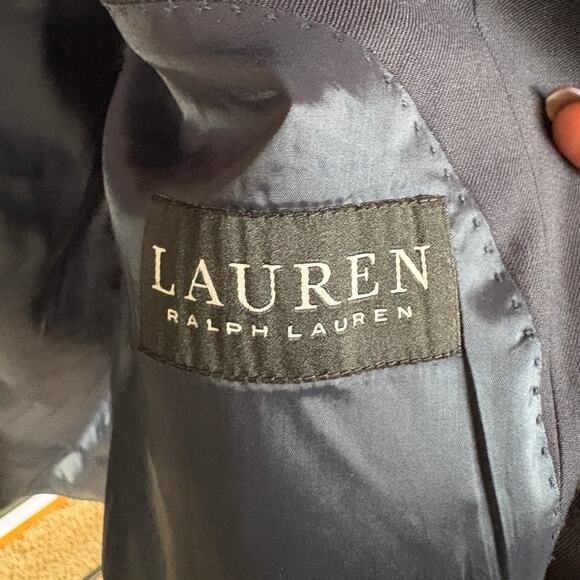 Lauren Ralph Lauren Navy Wool Blazer Gold Button Academia Career Mens 48 Long - Picture 5 of 10